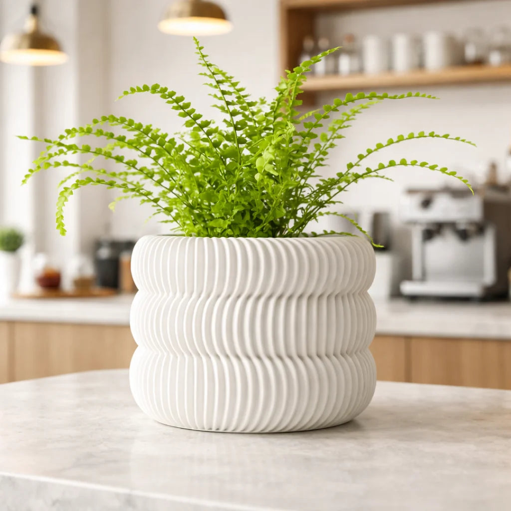 Modern Minimalist 3D Printed Plant Pot – Biodegradable Flower Planter for Home Decor, Eco-Friendly Sustainable Gift (Maro)