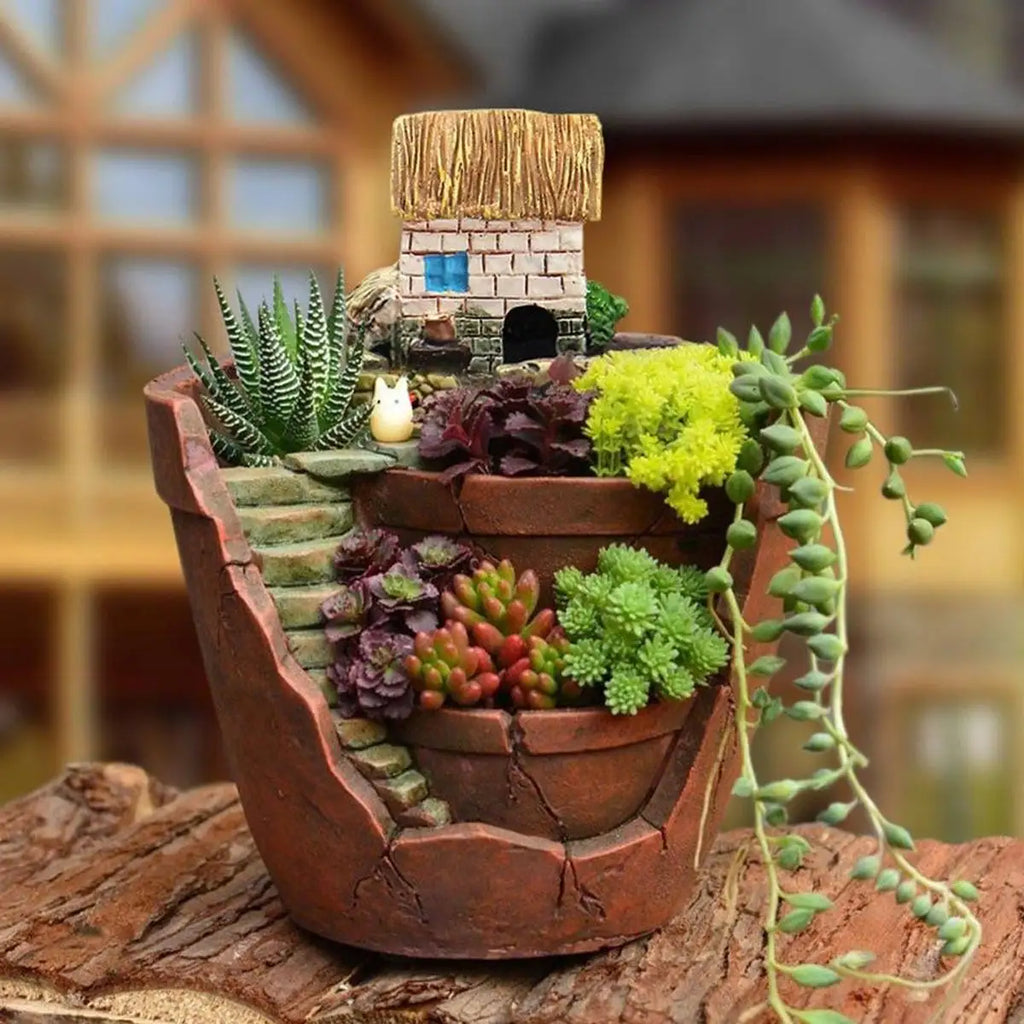 Nordic Creative Round Succulent Flower Pot Lazy Succulent Pot Succulent Plant Mini Cartoon Resin Flower Pot