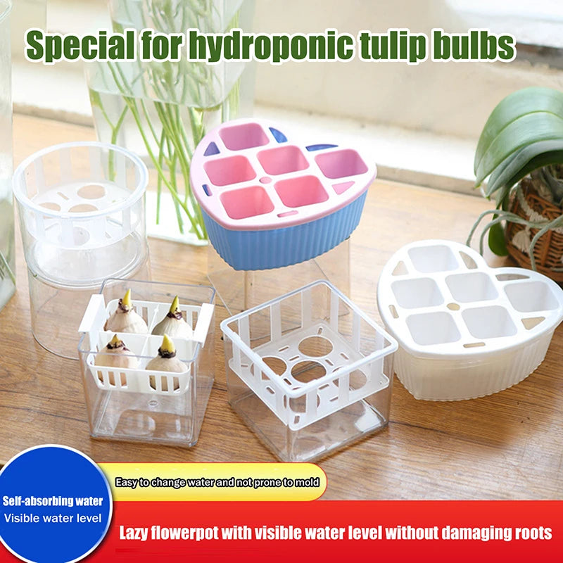 Absorption Self Watering Planter Pot Transparent Self Watering Plant Pot Double Layer Plastic Flowerpot Automatic Water