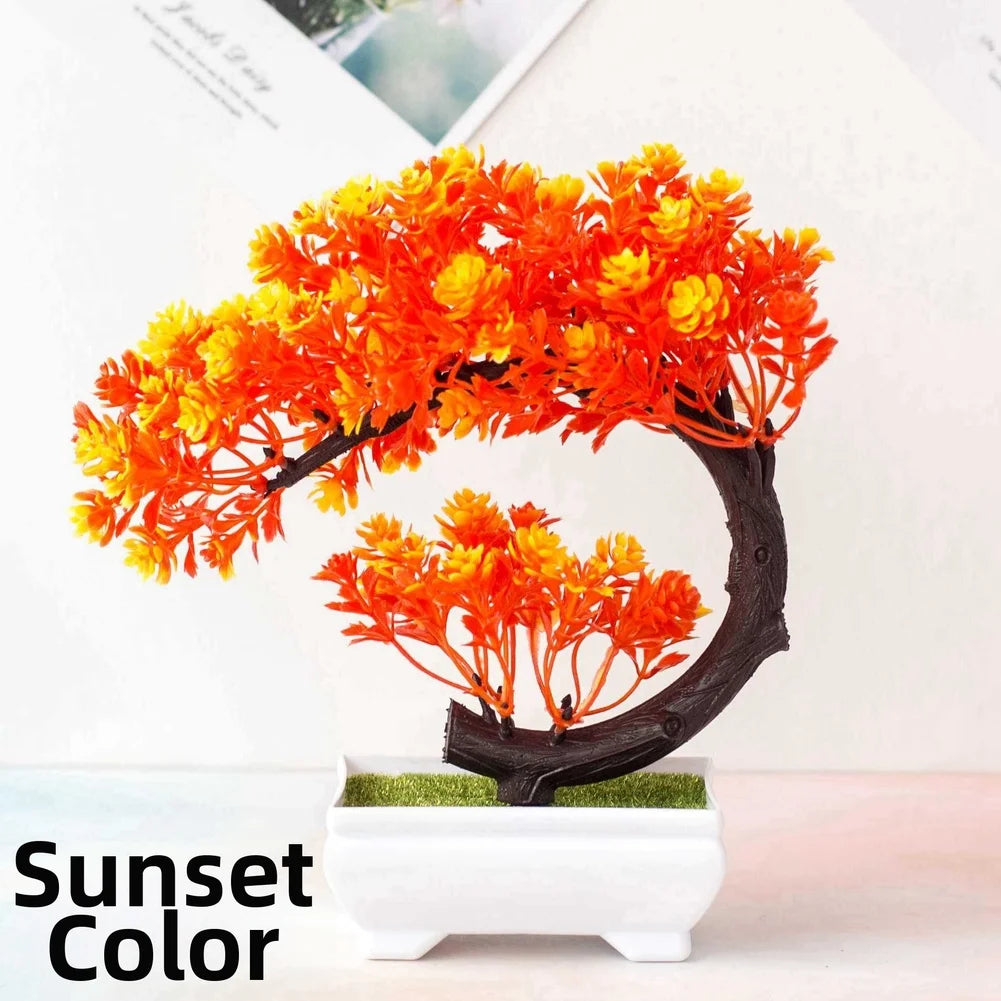 Artificial Silk Lotus Flower Plant Pot Artificial Plant Potted Bonsai Green Small Tree Plants Ornaments Table Home Wedding Decor