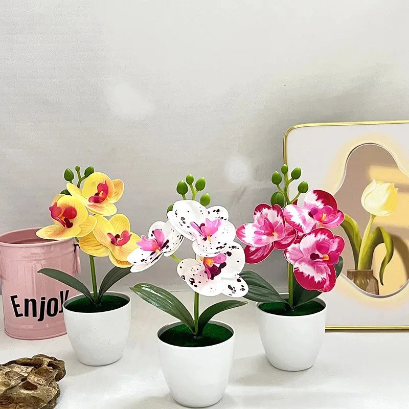 Artificial Phalaenopsis Bonsai Simulation Plants Pot Plants for Garden Table Home Bedroom Decoration Outdoor Fake Plant Ornament